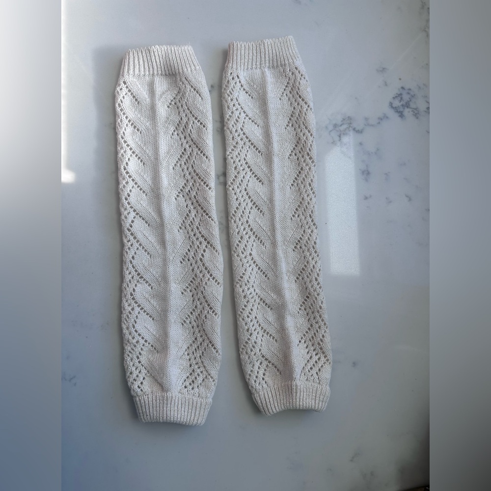 🧶 Off-White Knit Leg Warmers / Boot Socks